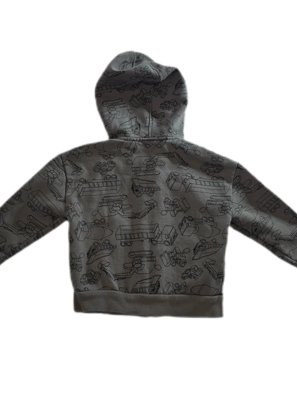 Baby GAP Gray Hooded Zip Sweatshirt with Vehicle Print